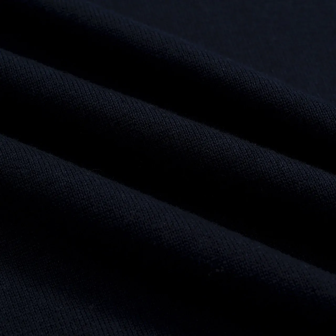 Men’s Retro 1970s Guitar Knit Polo Shirt – Vintage Navy with Psychedelic Beige Motif - Image 2