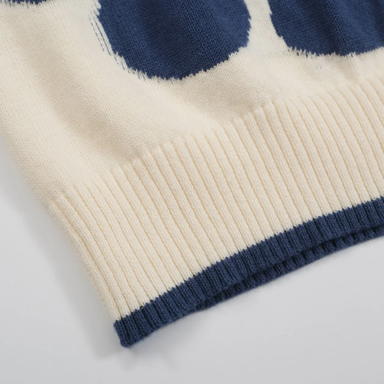 Men's Retro Floral Knit Cardigan – Cream with Orange and Navy Flowers - Image 7