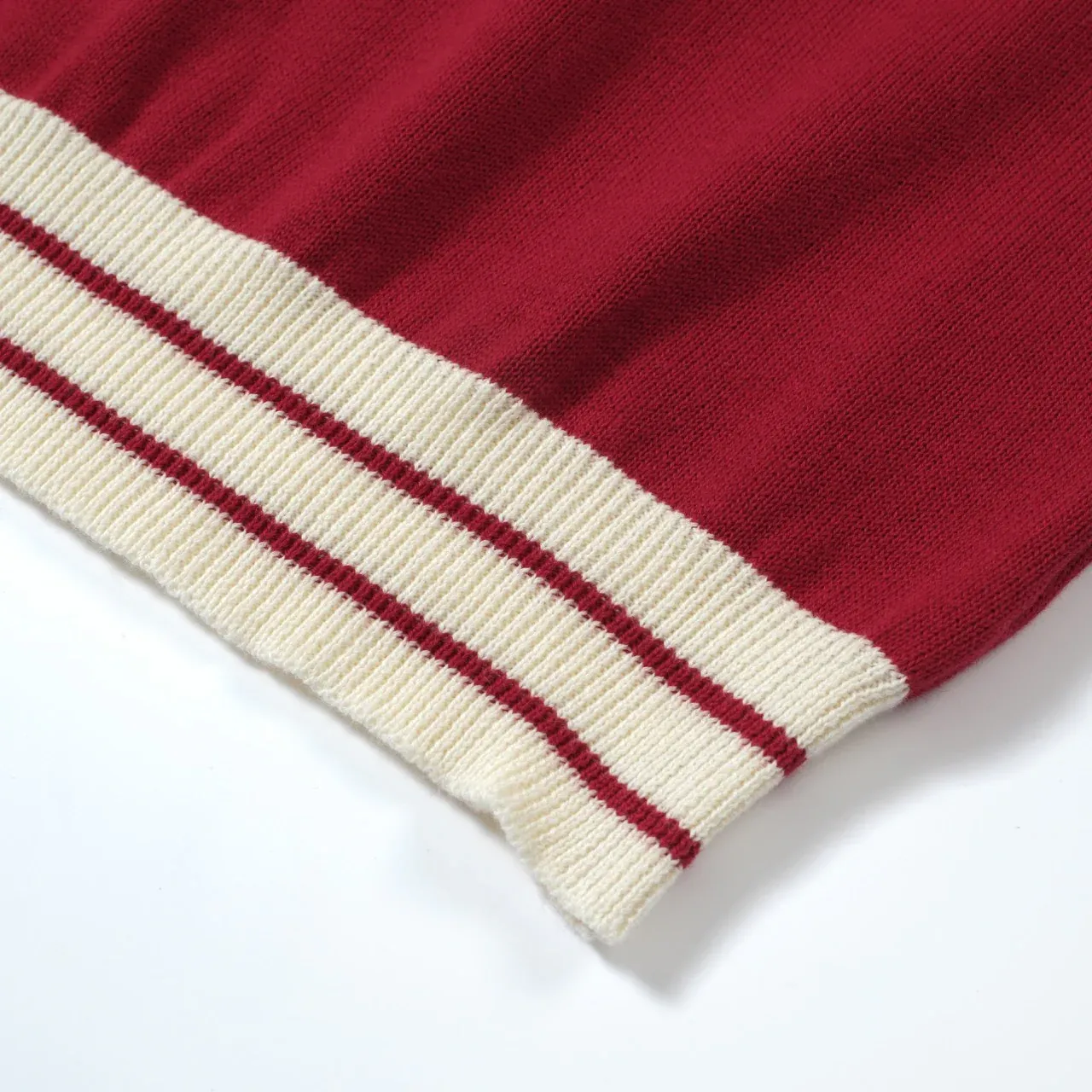 Men's 60s Mod Red Knit Zip Polo – Retro Casual Contrast Trim Shirt - Image 6