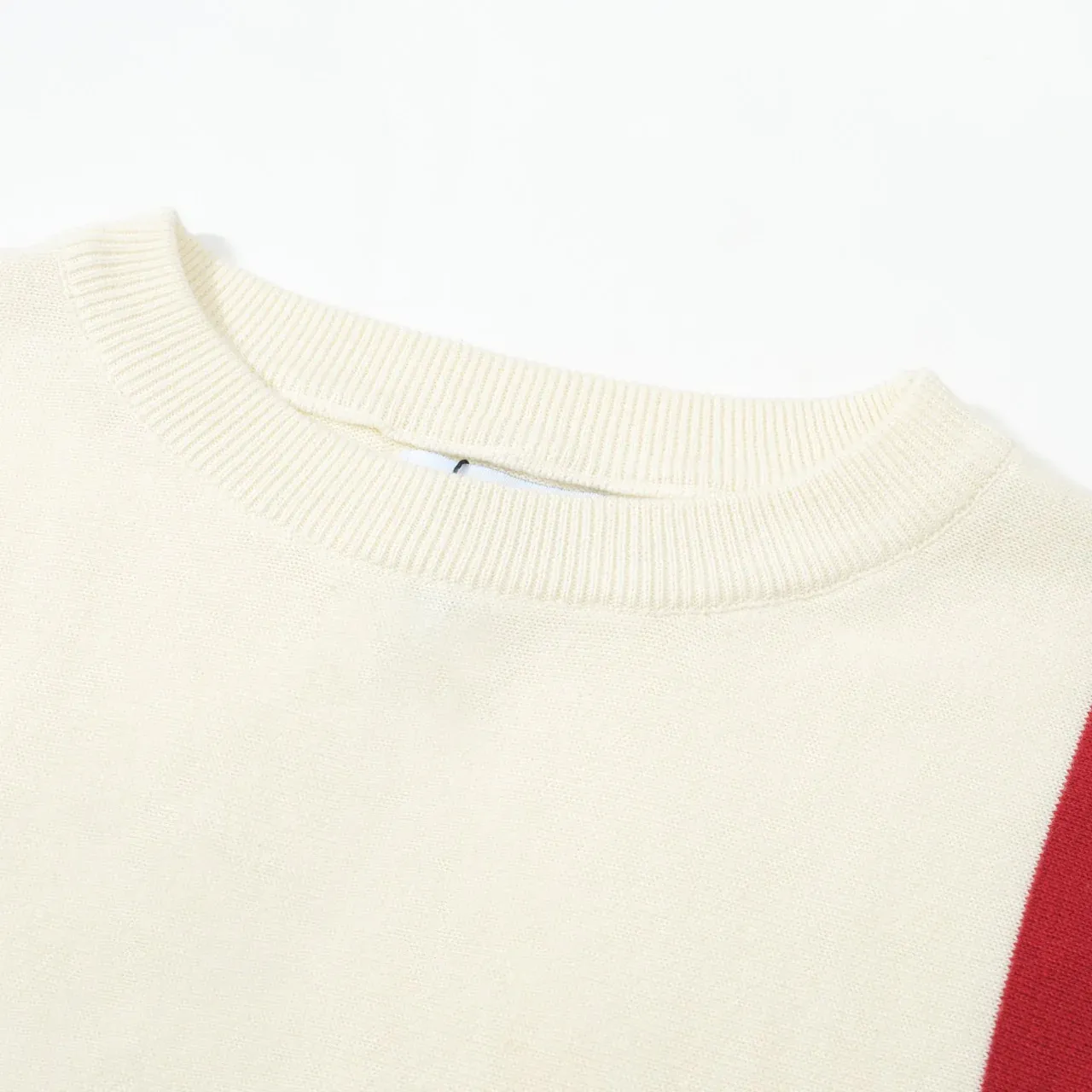 Men's 60s Mod Stripe Knit Sweater – Cream Long Sleeve Retro Pullover - Image 3