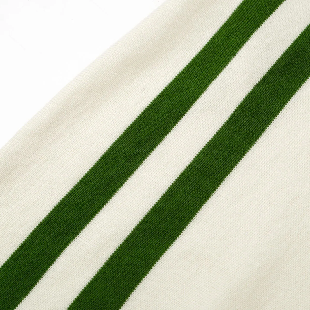Men's Cream Knit Tee with Green Stripes – 1970s Mod Racing Style - Image 3