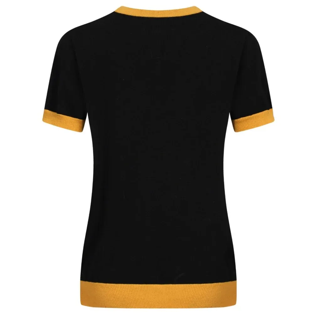 Women Yellow Pigeon Knitted Black Short Sleeves Knitwear - Image 9