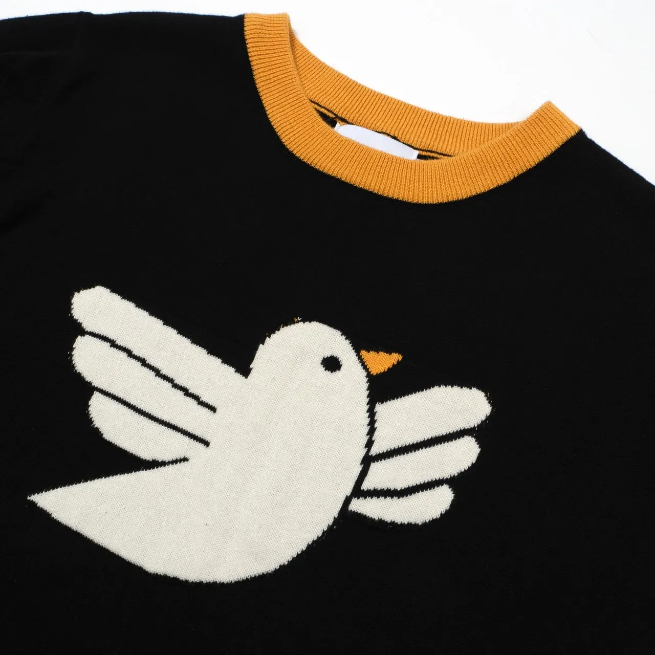 Women Yellow Pigeon Knitted Black Short Sleeves Knitwear - Image 2