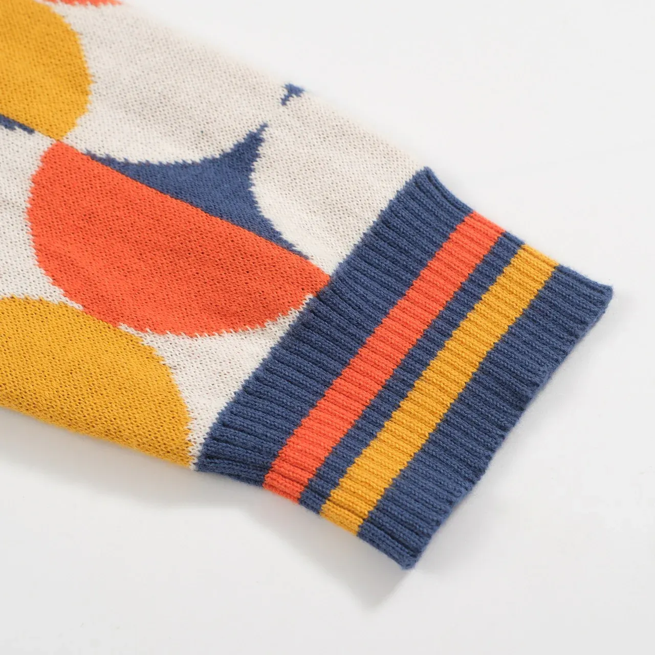 Men's 70s Geometric Knit Cardigan – Colorful Retro Button-Up Sweater - Image 4